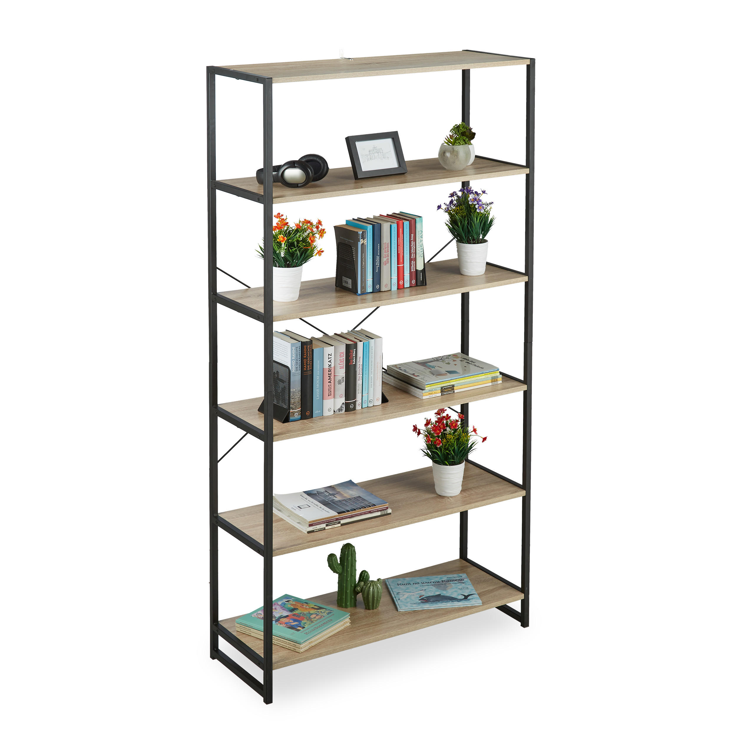 STANDREGAL - Multicolor, Holzwerkstoff/Papier (95/180/35cm) - Relaxdays