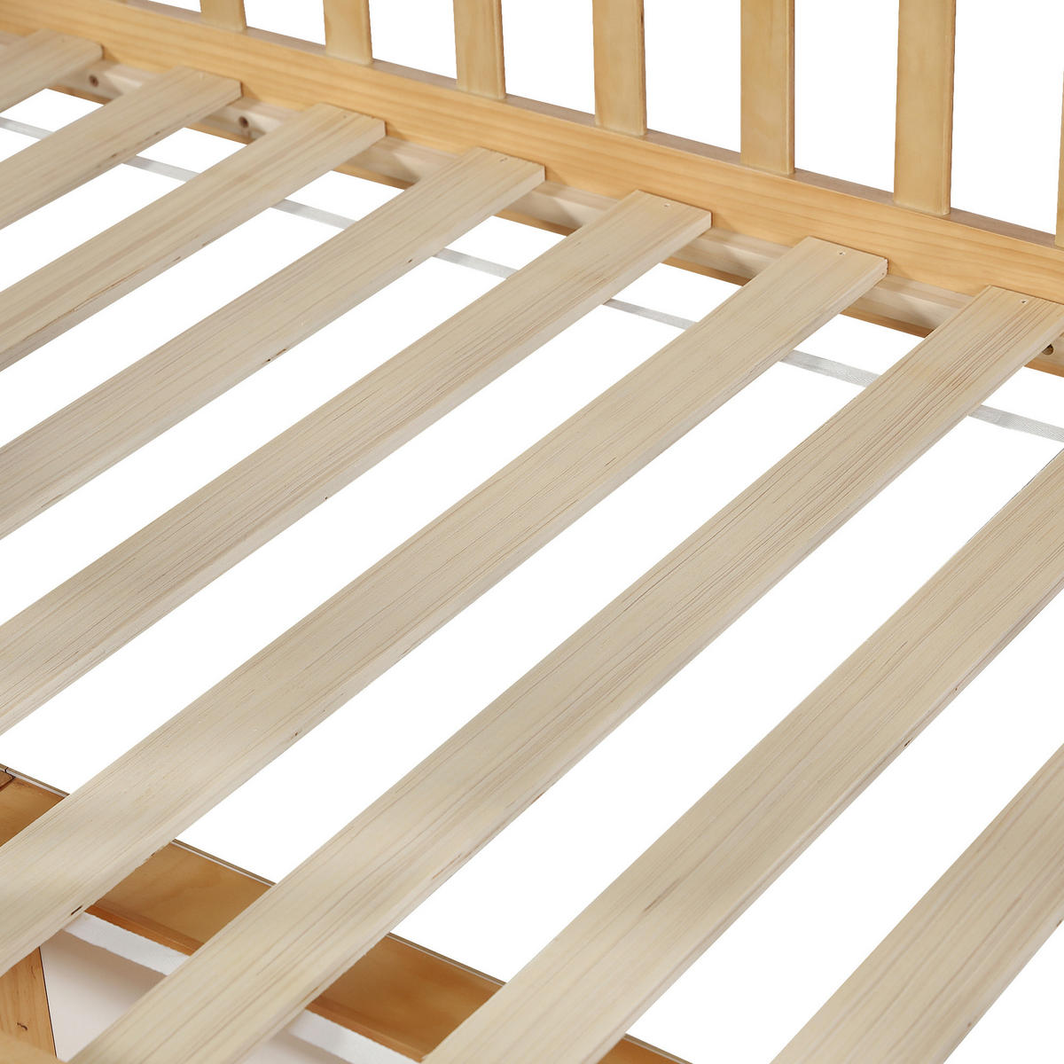 KINDERBETT 90/200 cm in Natur mit Schutzgeländer, Schublade und Schrank - Naturfarben, Holzwerkstoff (90/200cm) - STILVORA