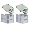 EUROBOX 4x Nextgen Color Mit Auflagedeckel 22x40x60cm Griffe Grün Offen - Grün, Kunststoff (40/22/60cm) - PROREGAL