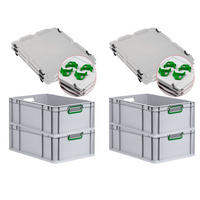 EUROBOX 4x Nextgen Color Mit Auflagedeckel 22x40x60cm Griffe Grün Offen - Grün, Kunststoff (40/22/60cm) - PROREGAL