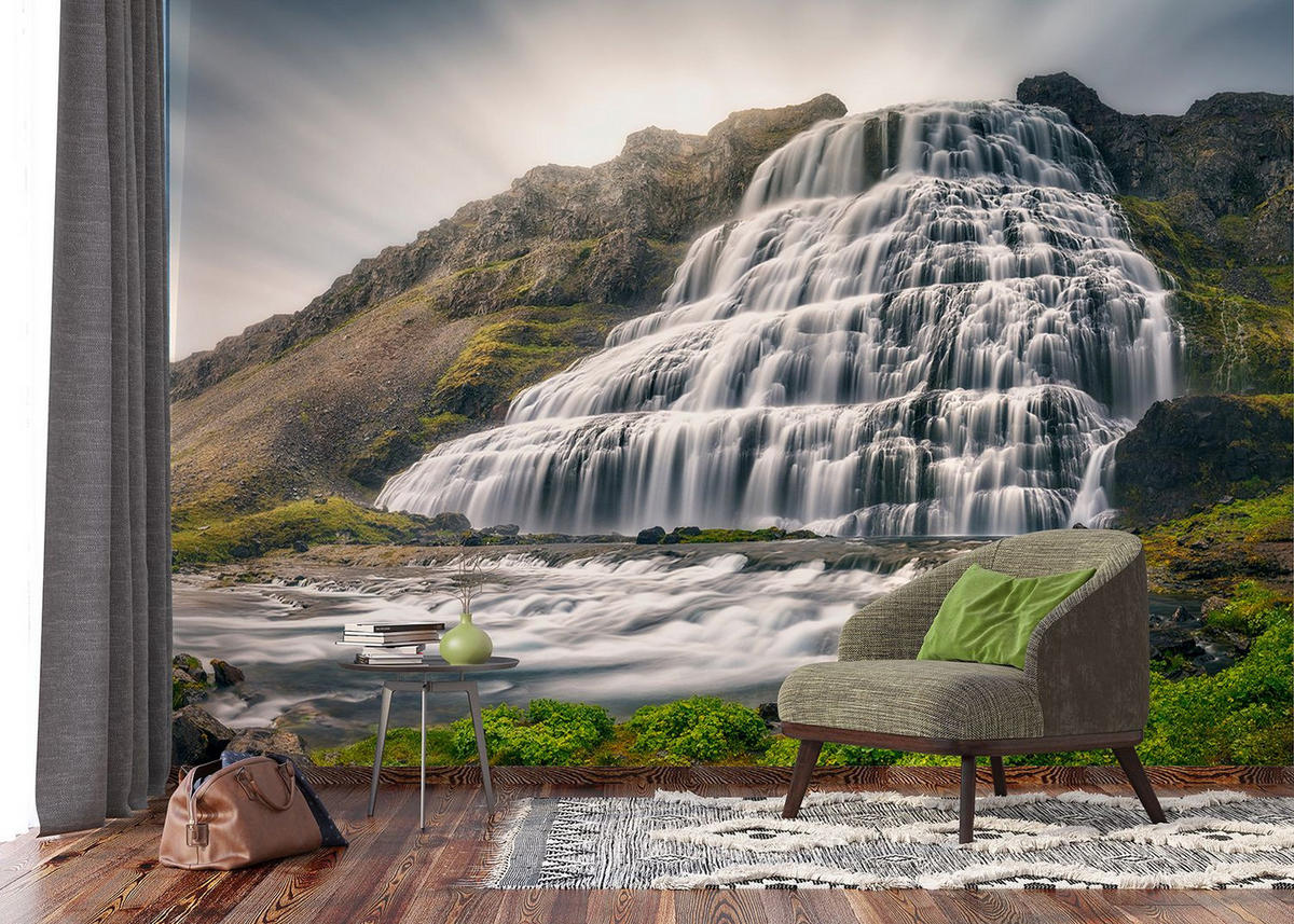 FOTOTAPETE Wasserfall 375 x 270 cm - Grün, Papier (375/270cm) - Sanders & Sanders