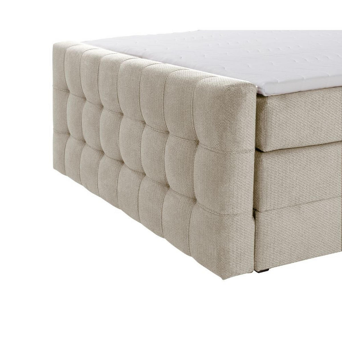 BOXBETT Royal mit Bonnelmatratze und Topper, 140x200, Beige - Beige, Holzwerkstoff/Kunststoff (140/200cm) - AN-Moebel 4u