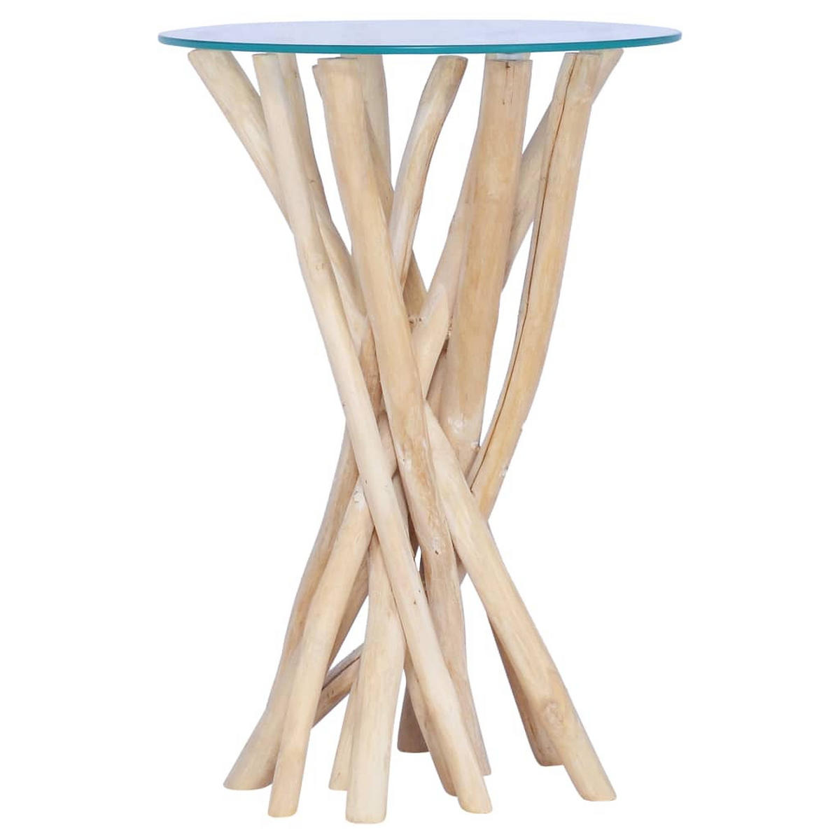 COUCHTISCH mit Glasplatte 35x35x50 cm Massivholz Teak - Braun, Holz (35/35/50cm) - furnicato