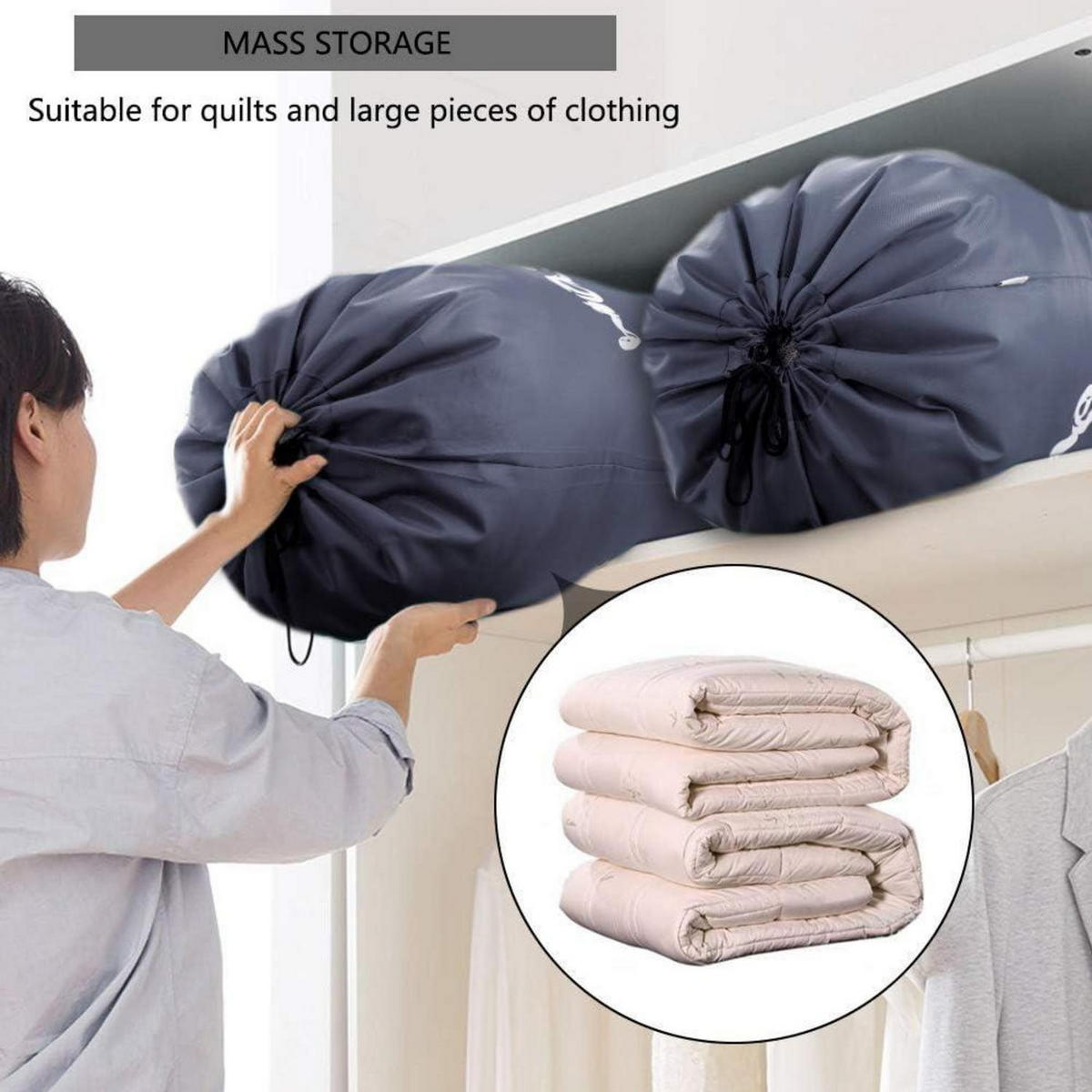 WÄSCHESACK 2-teiliges Set 120L Dunkelgrau - Grau, Textil (66/92/66cm)