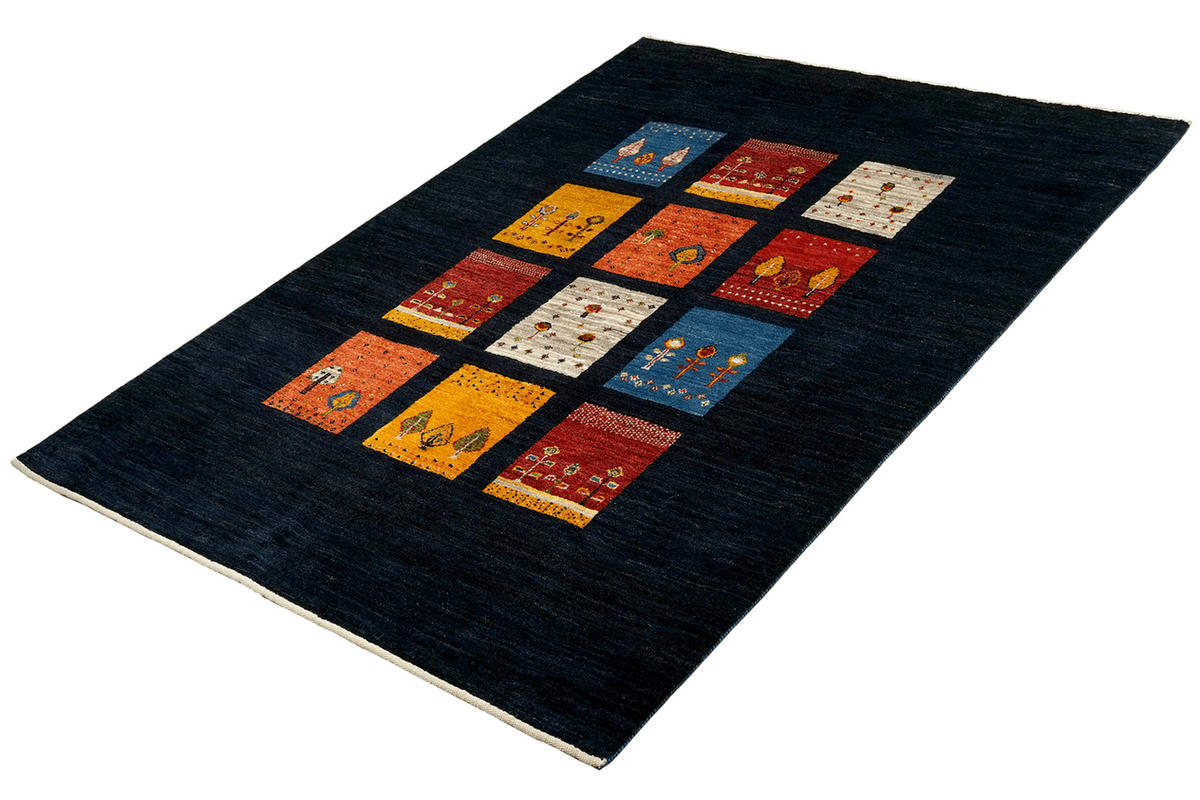 GABBEH-TEPPICH handgeknüpft Rizbaf Blau 209/157 cm Schurwolle - Blau, Textil (157/209cm) - Looma
