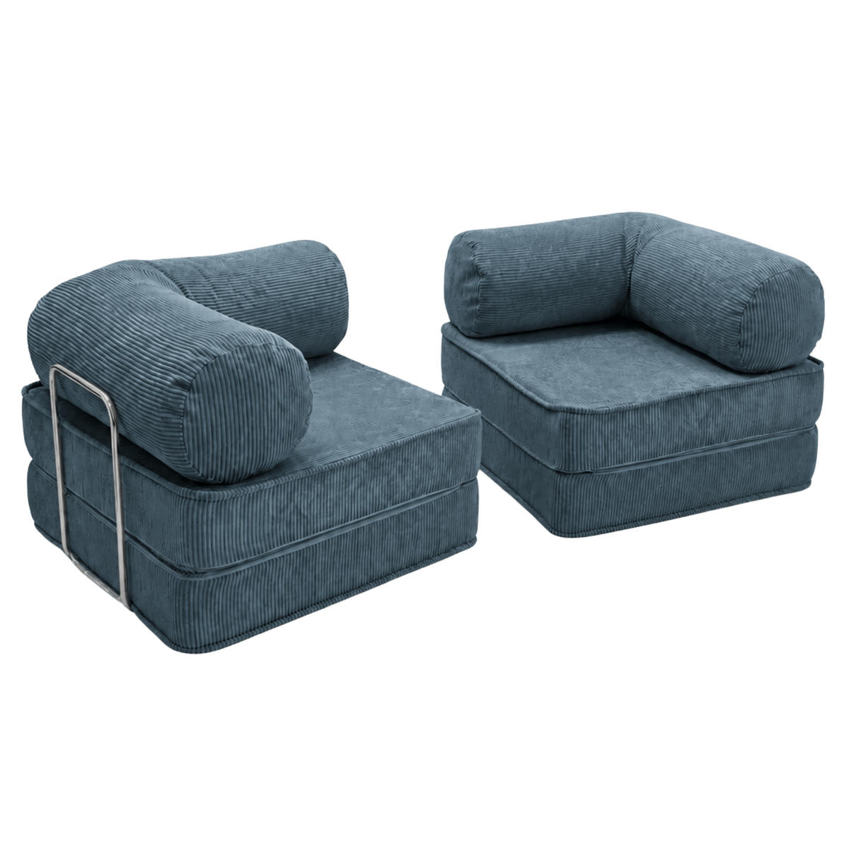 SOFA SURB Duo 100 Schlafsofa 2-Sitzer Tuerkis 200/100 cm - Türkis/Chromfarben, Textil/Metall (200/70/100cm) - SURB
