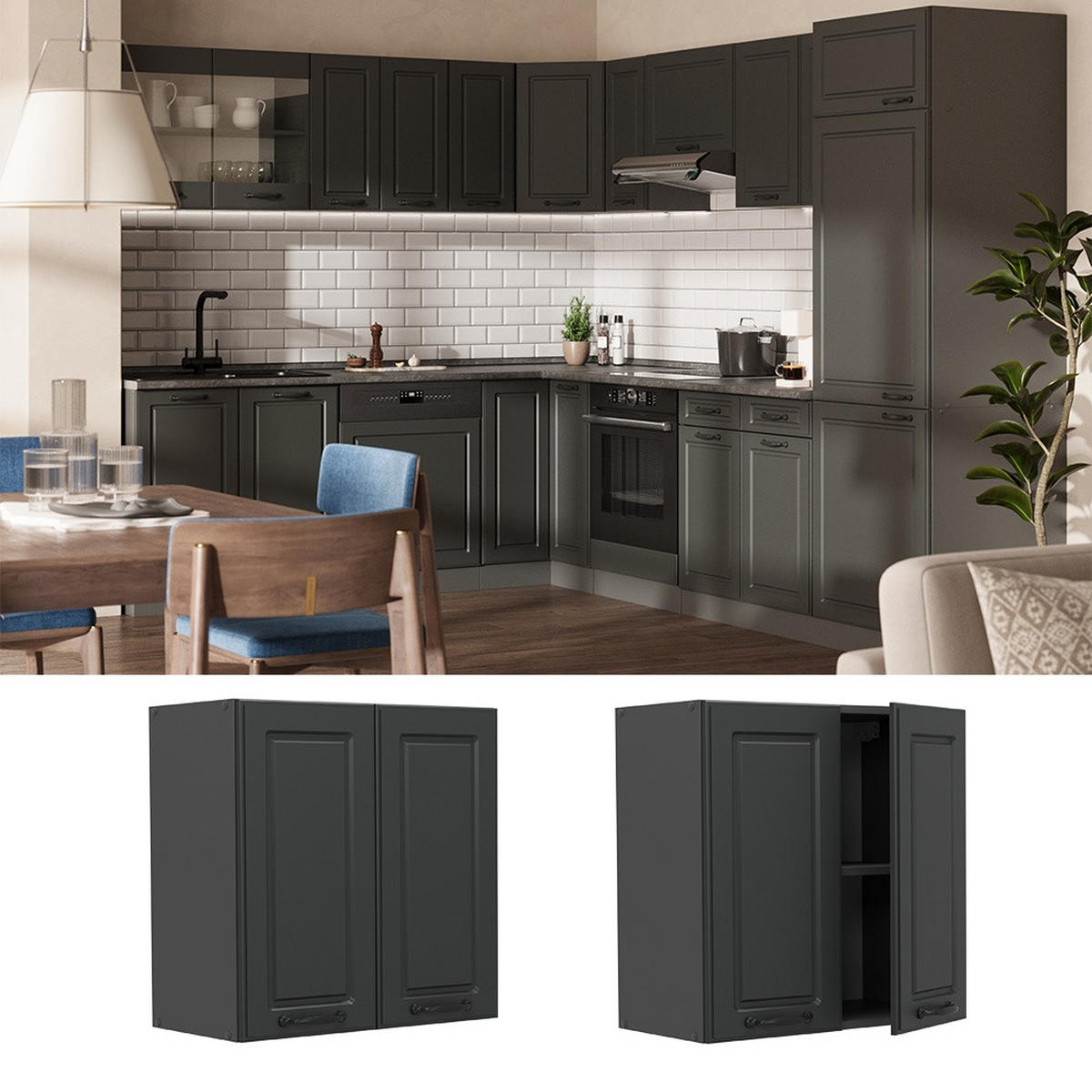 DULAP DE PERETE R-Line Casă de țară antracit 60 cm - antracit, compozit lemnos (60/60/31cm) - Vicco