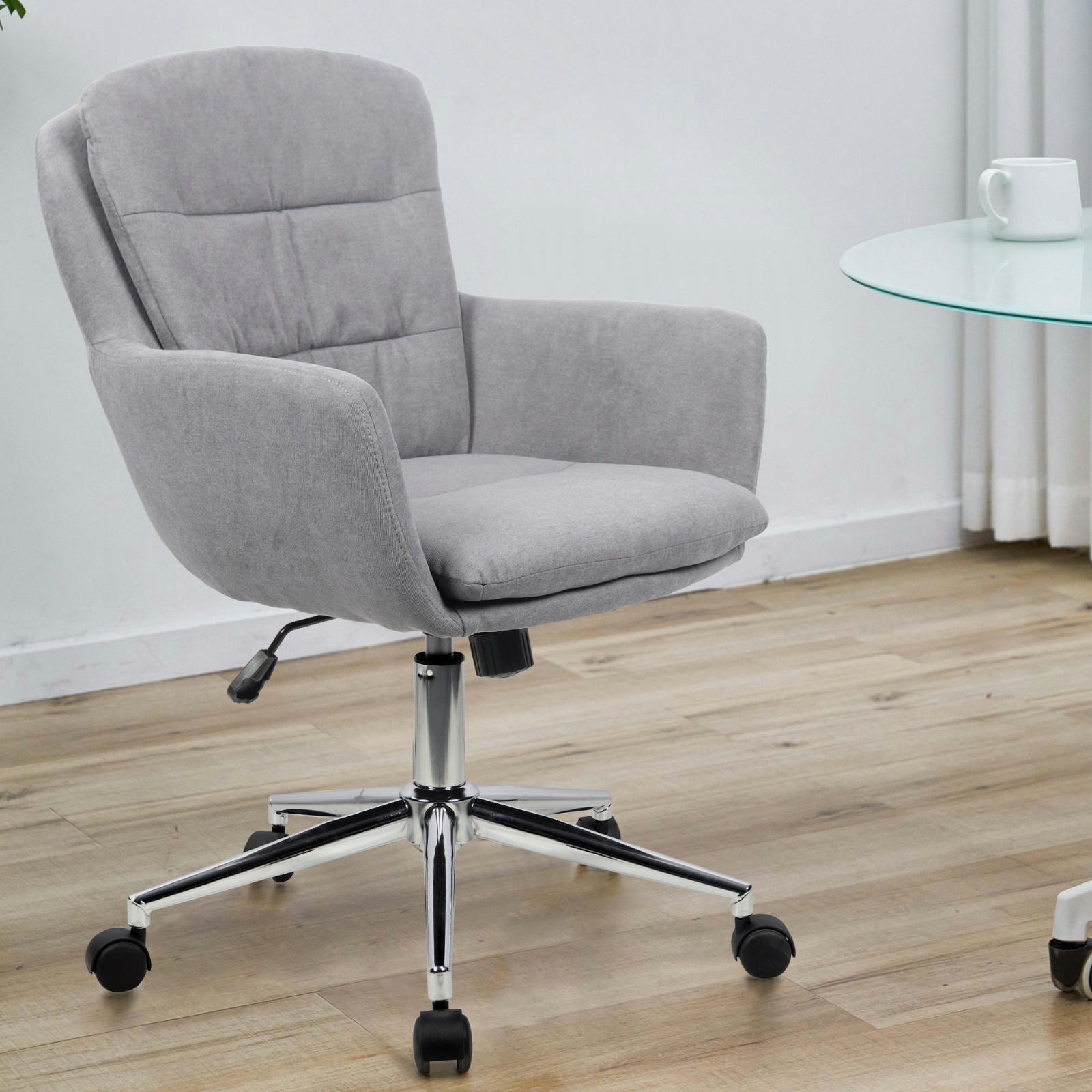 BÜROSTUHL Marte Drehstuhl höhenverstellbar Stoffbezug mit Rollen Grey - Grau, Textil (60/84/60cm) - SVITA
