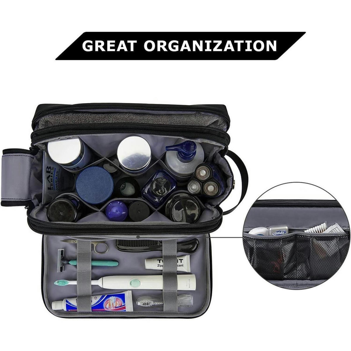 KULTURTASCHE Herren Schwarz 30 cm - Schwarz, Kunststoff (7/6.5/15.1cm)