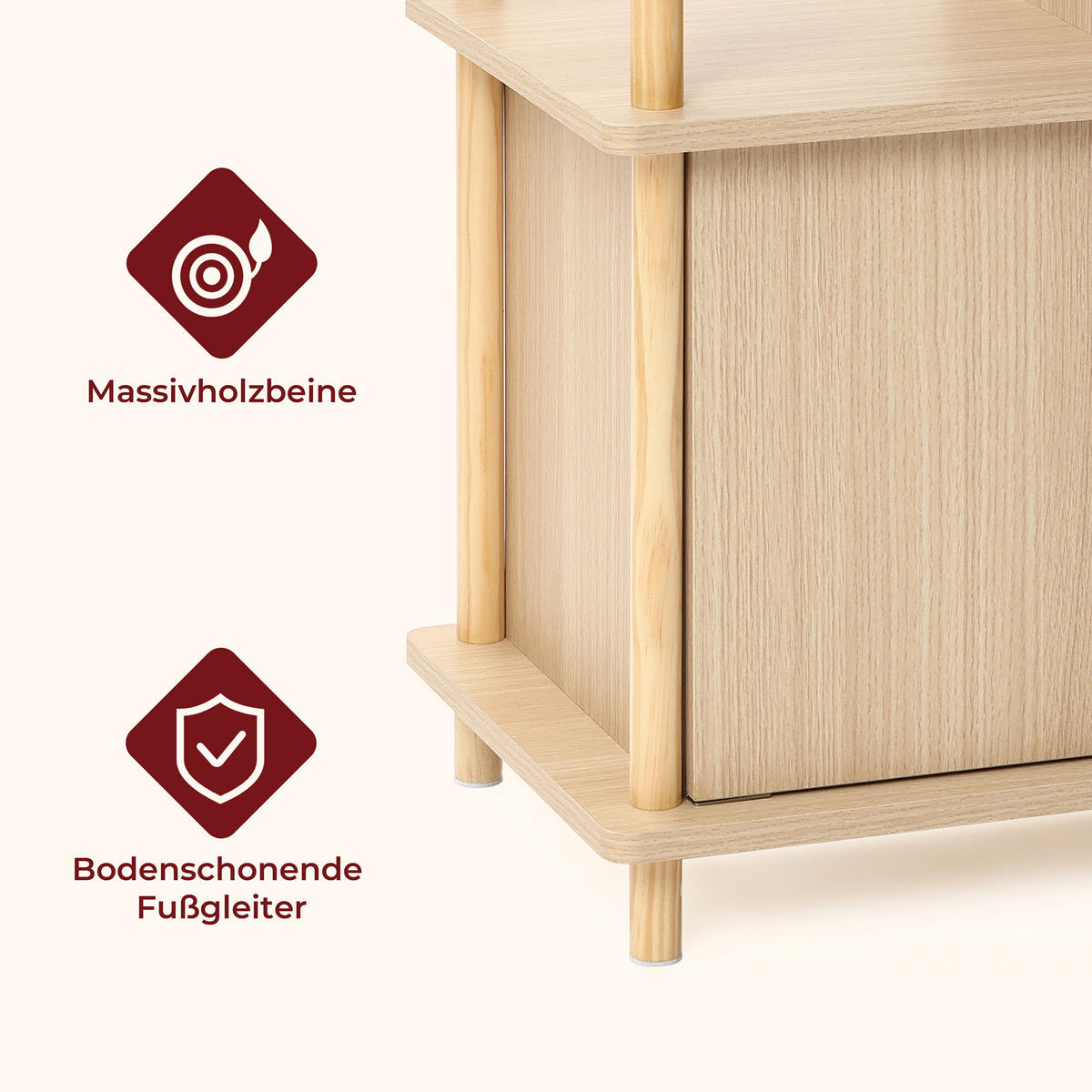 BÜCHERREGAL mit Stauraum und 2 Ablagen - Alteiche, Holz (35/77.5/60cm)