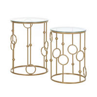 BEISTELLTISCH 2er-Set 41/57 cm in Gold mit Glasplatte und Nesting-Funktion - Goldfarben, Metall (41/41/57cm) - Flora Grace