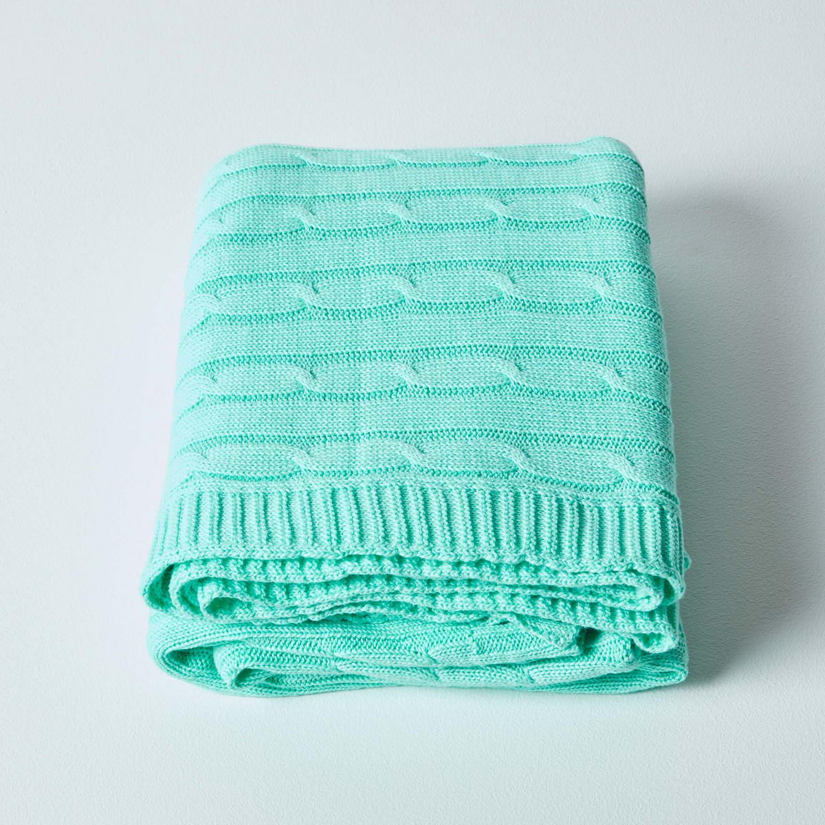 STRICKDECKE 150/200 cm, Baumwolle mit Rautenmuster - Grün, Textil (150/200cm) - Homescapes