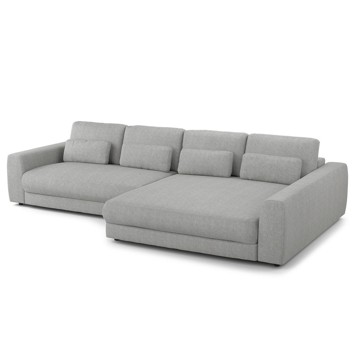 ECKSOFA mit XXL-Longchair - Hellgrau/Schwarz, Kunststoff/Textil (323/182cm) - home24