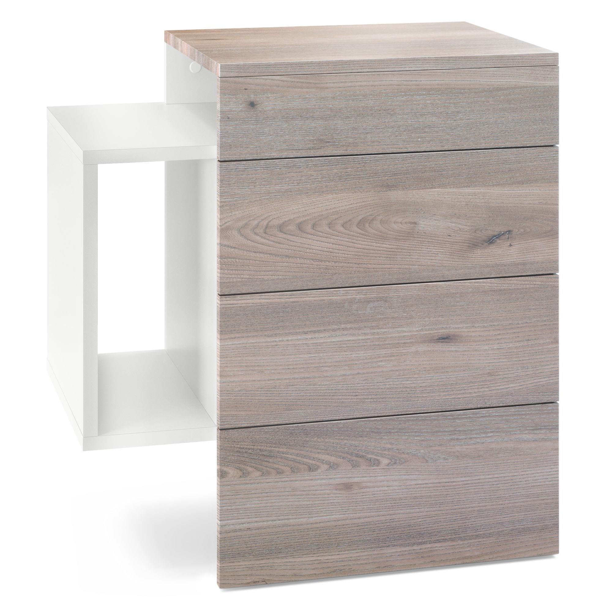 NACHTTISCH Queens Front in Eiche Nordic - Silbereichenfarben, Holzwerkstoff (60/63/36cm) - Vladon