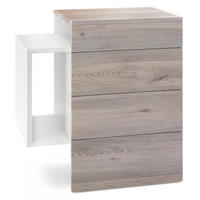 NACHTTISCH Queens Front in Eiche Nordic - Silbereichenfarben, Holzwerkstoff (60/63/36cm) - Vladon