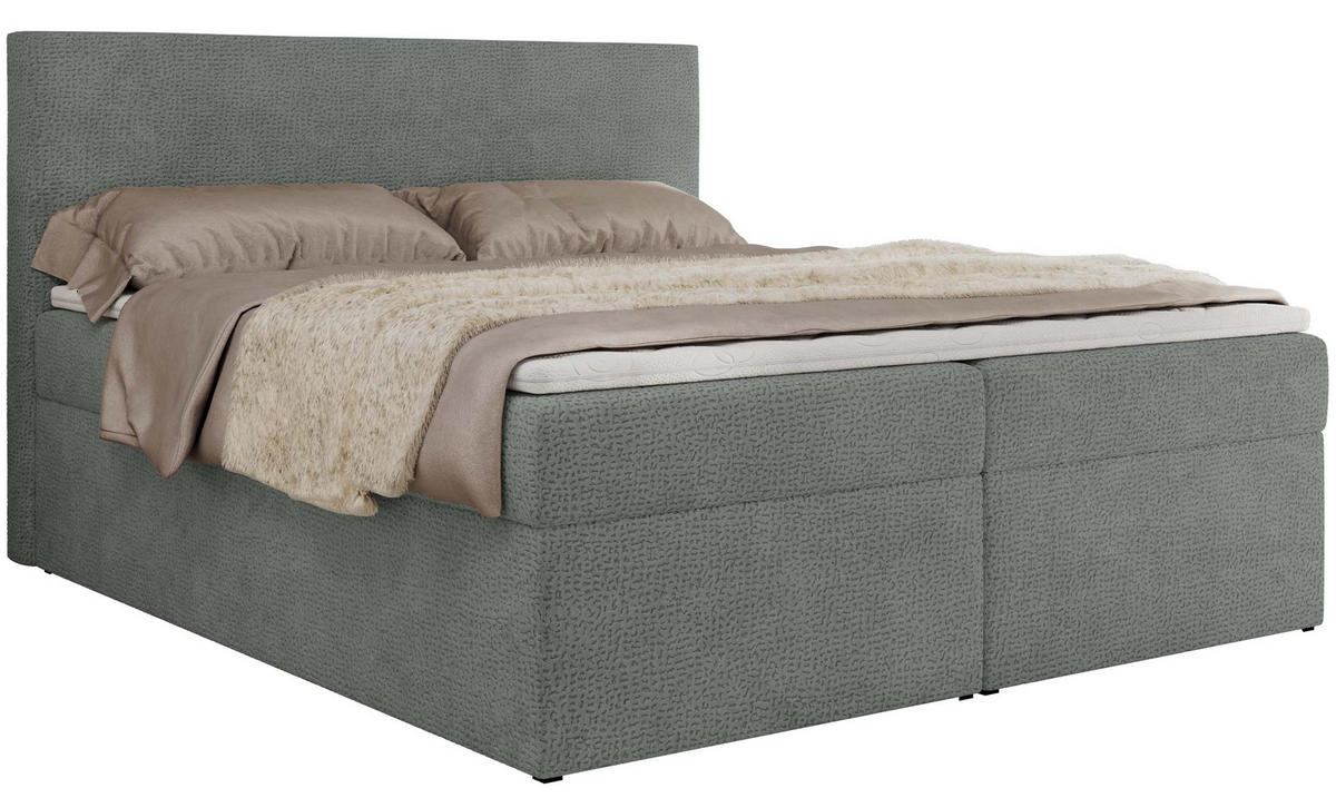 BOXBETT JAGUAR 180/200 - Grau Struktur - H3 - Grau, Holz/Textil (180/200cm) - MKS