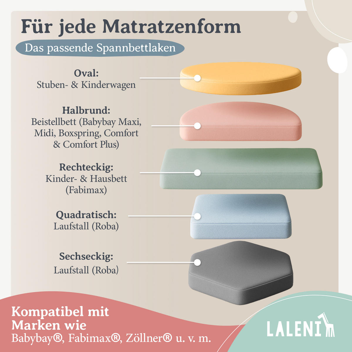 SPANNBETTLAKEN für Beistellbett & Stubenwagen – 100% Baumwolle, Atmungsaktiv & Weich, 50x89x10 cm, Grün - Grün, Textil (50/89cm) - Laleni