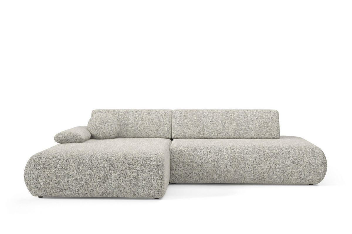 ECKSOFA DELTA L-S Grau Geflochtener Stoff mit Schlaffunktion - Grau, Holz (286/173.5cm) - MASSENO