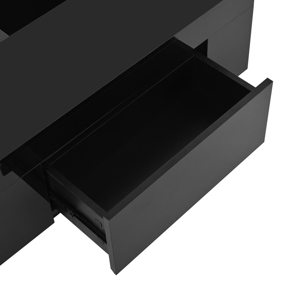 COUCHTISCH aus MDF 80x50x35,5 cm in Schwarz-Weiß mit LED-Beleuchtung - Schwarz, Holzwerkstoff (80/50/35.5cm) - Modfu