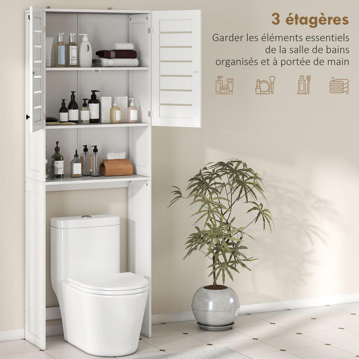 HÄNGESCHRANK Weiß 1 Stück - Weiß, Kunststoff (67/190/31.5cm) - GiPP