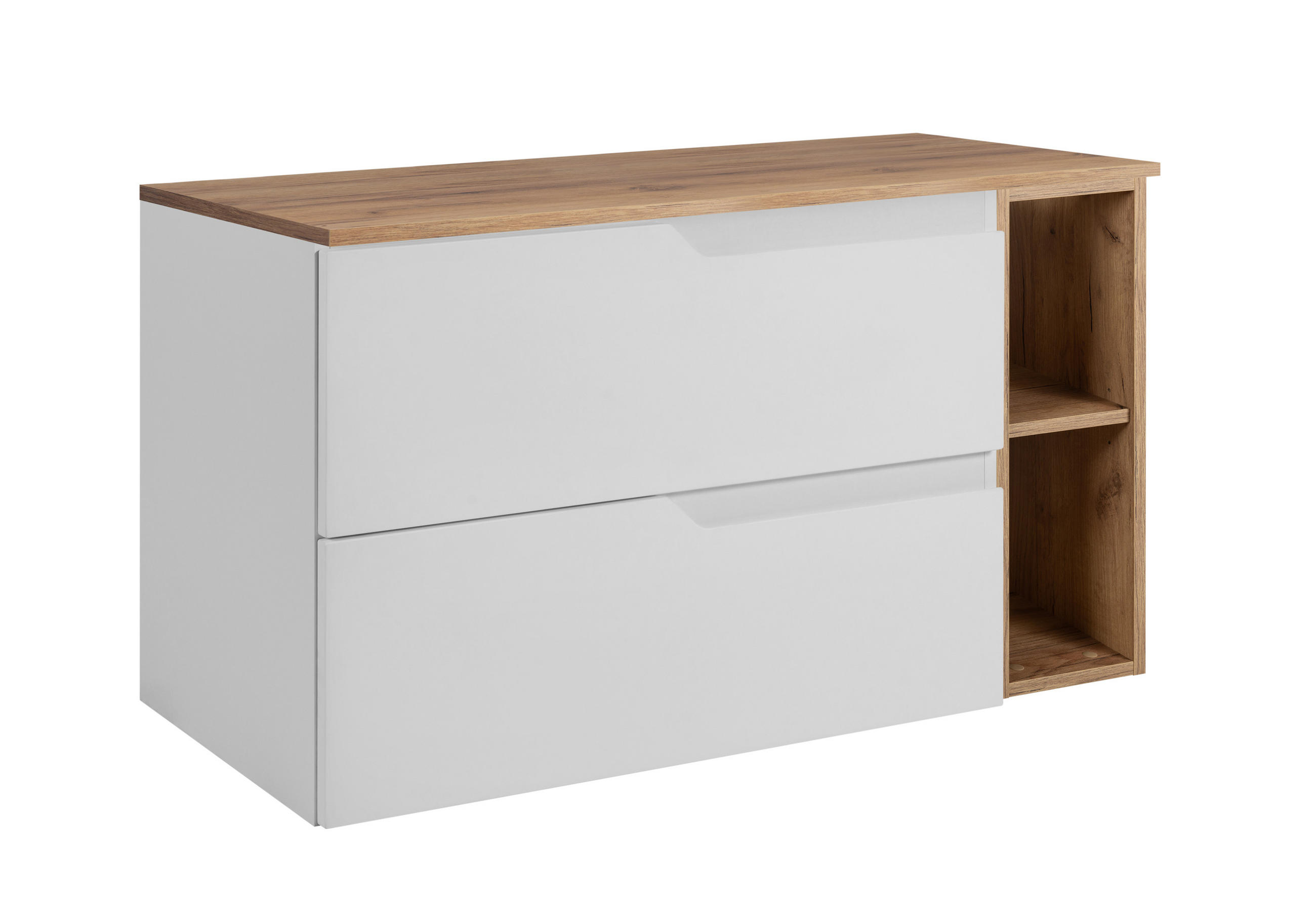 BADEZIMMERSCHRANK: Weiß / Eiche Craft, 100 (80 + 20) x 46 x 58 cm - Eichefarben/Weiß, Holzwerkstoff (100/58/46cm) - 3XE LIVING