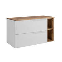 BADEZIMMERSCHRANK: Weiß / Eiche Craft, 100 (80 + 20) x 46 x 58 cm - Eichefarben/Weiß, Holzwerkstoff (100/58/46cm) - 3XE LIVING
