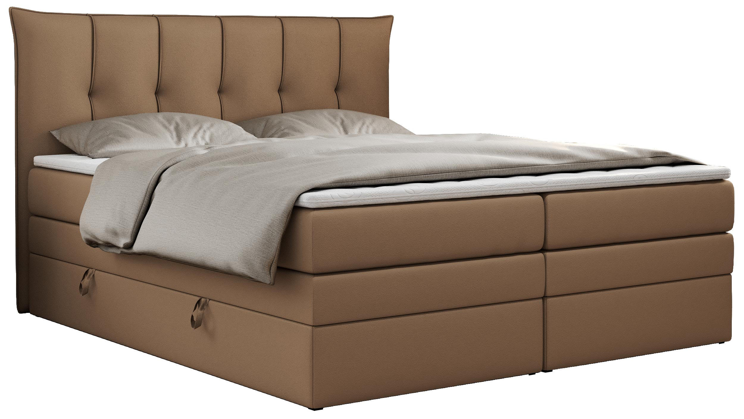 BOXSPRINGBETT PREMIUM 10 KING 120/200 Braun Kunstleder - H4 - Braun, Holz/Textil (120/200cm) - MKS