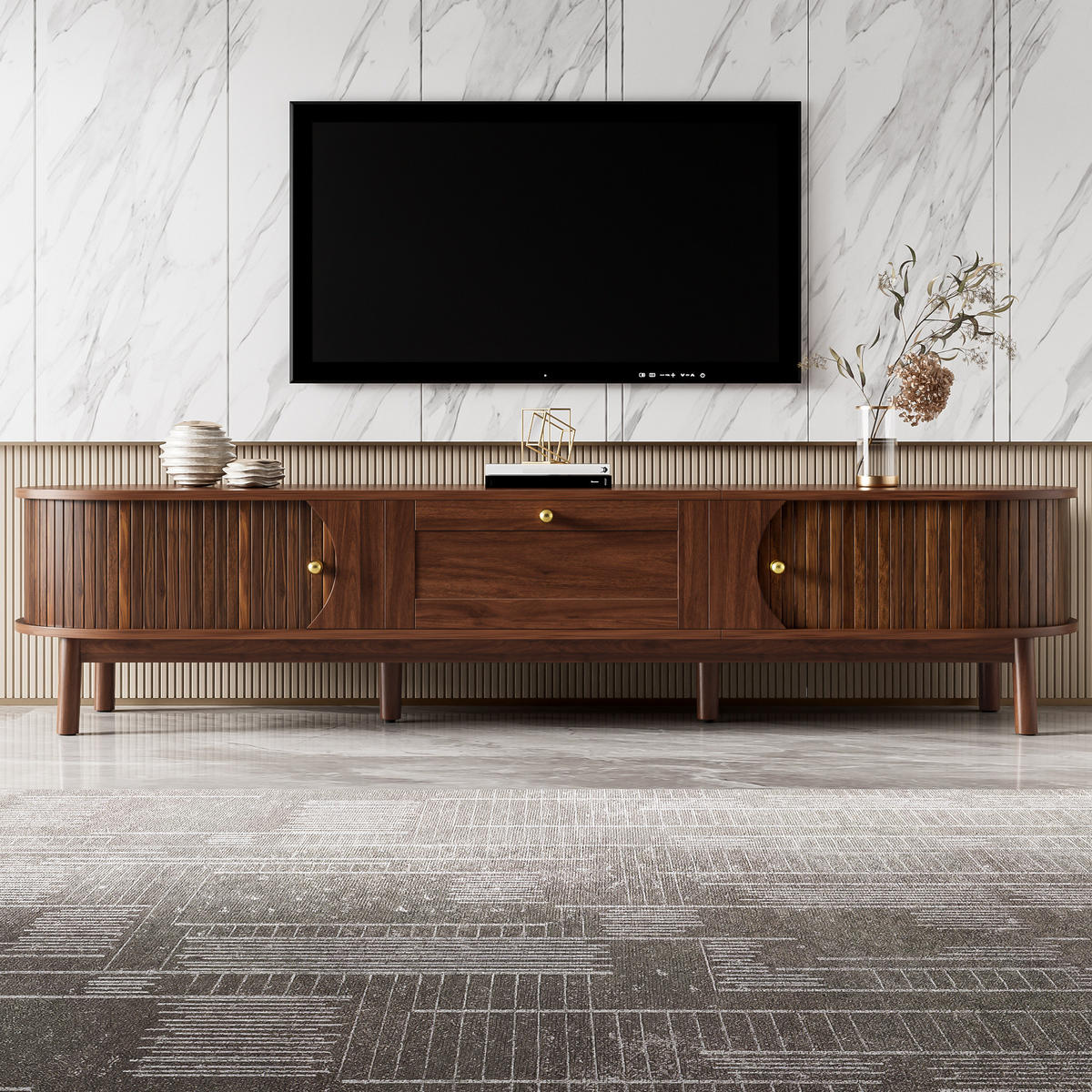 TV-SCHRANK mit Schublade und Schiebetüren 170 cm MDF Walnut - Braun, Holzwerkstoff (39.5/38/170cm) - Beauniv