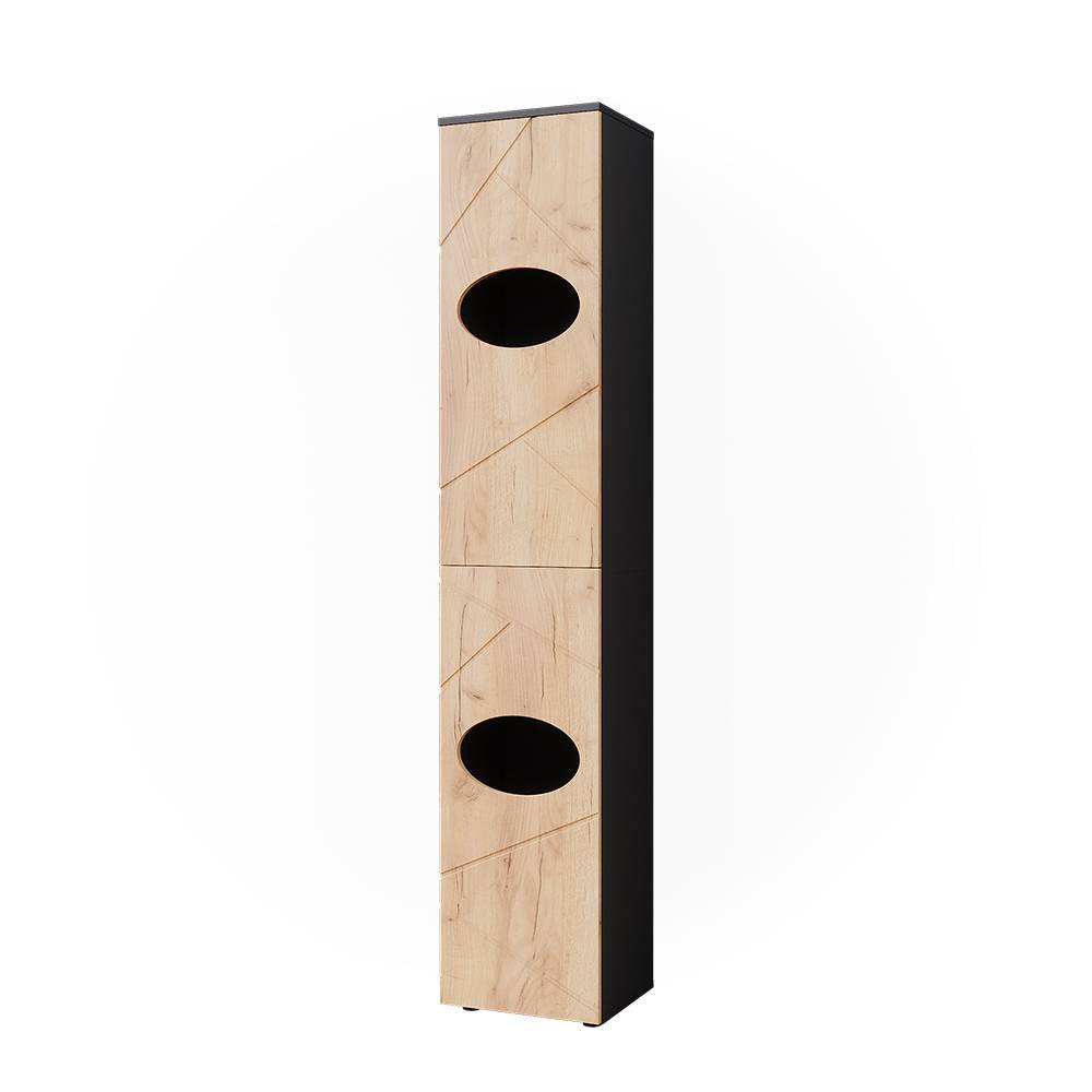 WÄSCHESCHRANK Irma Anthrazit/Goldkraft Eiche 37.2 x 192 cm - Honigeiche/Anthrazit, Holzwerkstoff (37.2/192/32cm) - Vicco