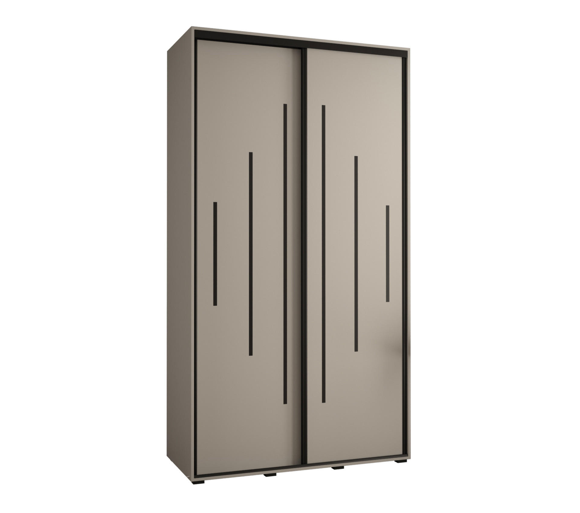 SCHWEBETÜRENSCHRANK 235,2/130/45 2-türig - Kaschmir/Schwarz, Holz/Metall (130/235.2/45cm) - MÖBEL KRYSPOL