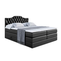 BOXSPRINGBETT VILA-1 KING - 160x200 - H3/H4 - Schwarz Hochglanz - Schwarz Hochglanz, Holzwerkstoff (160/200cm) - ALTDECOR