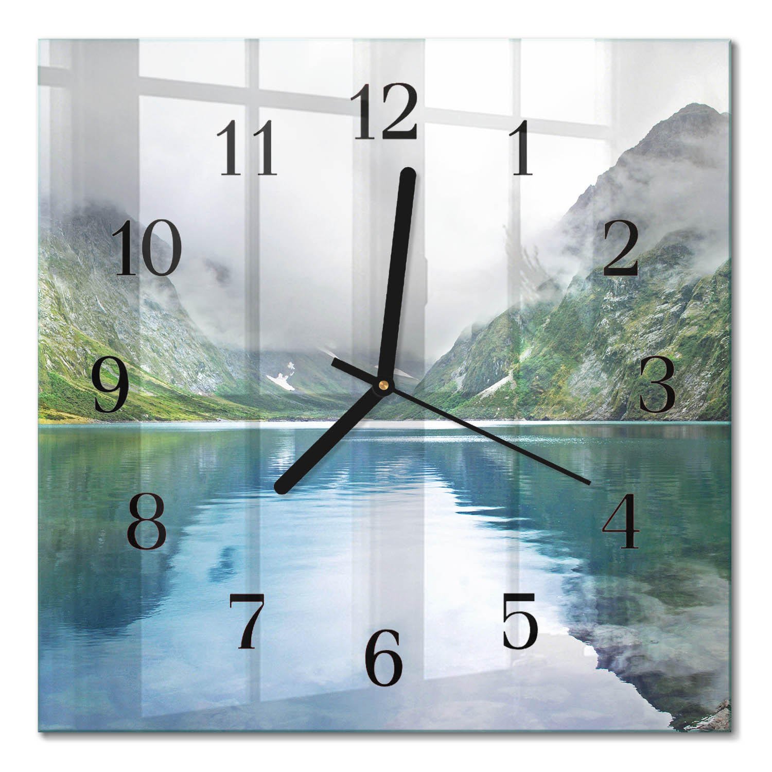 WANDUHR 30x30 cm - Bergsee - Multicolor, Glas (30/30/0.4cm) - TULUP