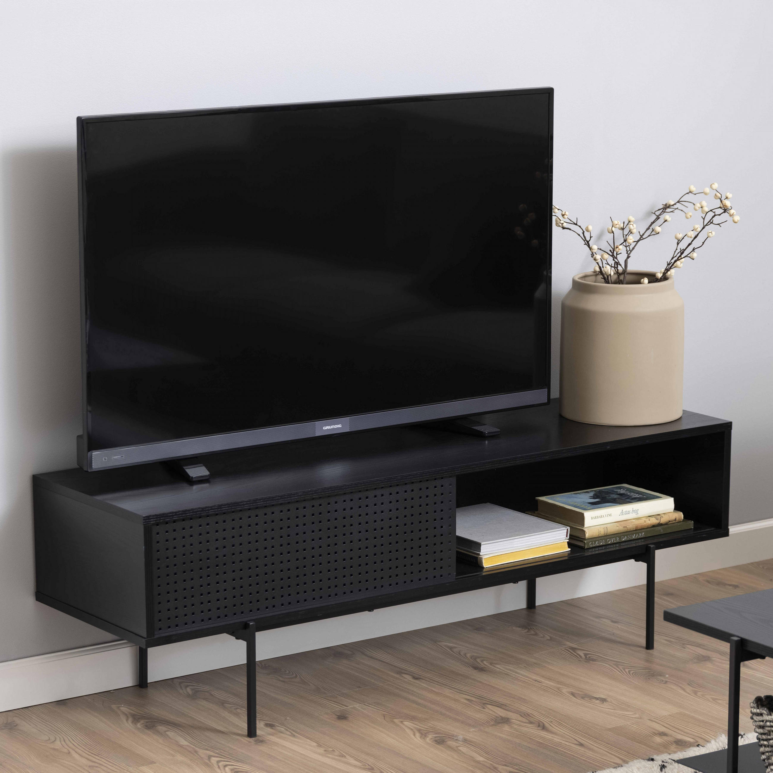 TV-ELEMENT, Schwarz - Schwarz, Metall (40/44.5/140cm) - Oviala