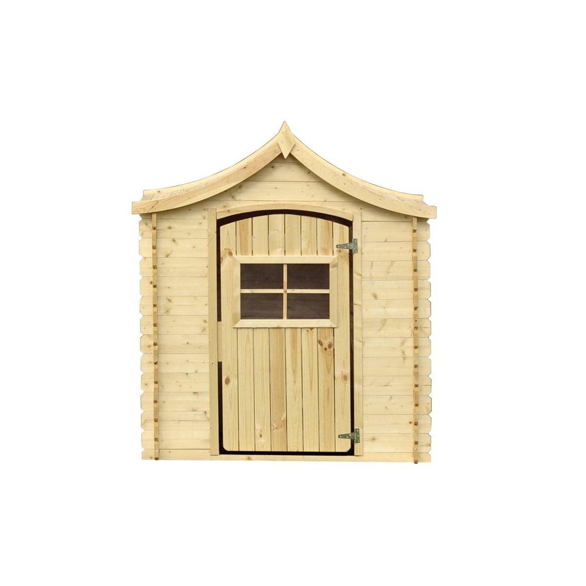 KINDERSPIELHAUS aus Holz MIT BÖDEN - B112xL146xH152 cm/1,1m2 - M550 - Beige, Holz (146/152/112cm) - Timbela