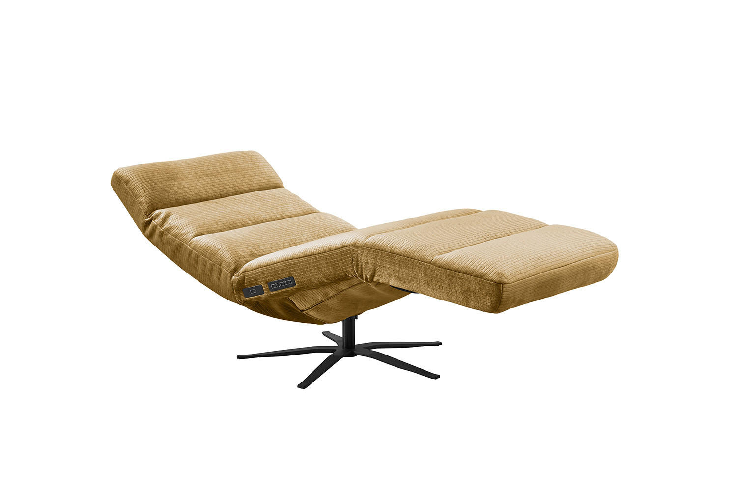 RELAXLIEGE ALINA Gelb Cord - Currygelb/Schwarz, Textil/Metall (82/115/156cm) - KAWOLA