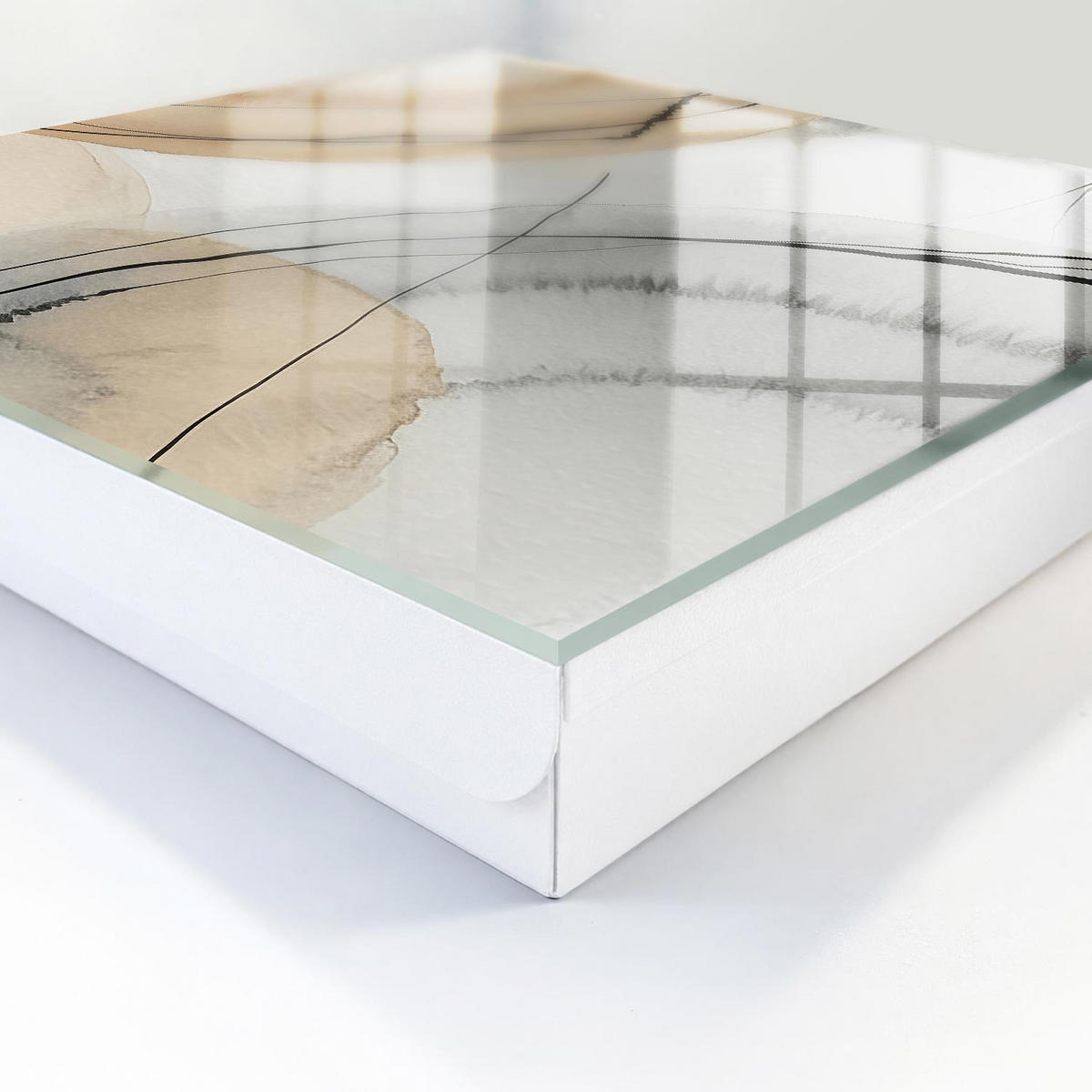 SCHLÜSSELBOX Weiß 30x30 cm – Türöffnung nach rechts - Beruhigende Eleganz - Beige, Metall (30/30/5cm) - TULUP