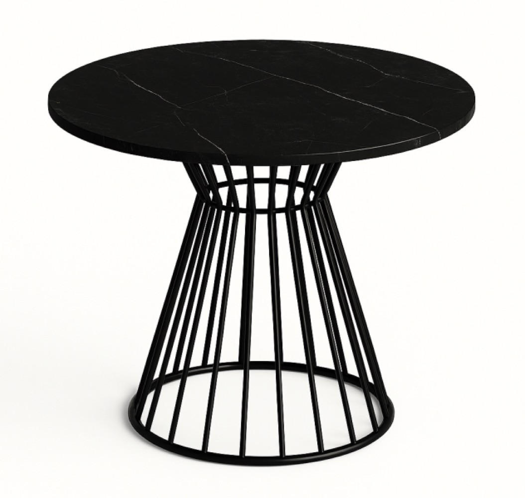 TISCH Dunkler Marmor Reo Metallbasis Rund 75 cm - Schwarz, Holzwerkstoff (75/75/76cm) - Sepro Meble