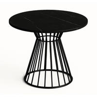 TISCH Dunkler Marmor Reo Metallbasis Rund 75 cm - Schwarz, Holzwerkstoff (75/75/76cm) - Sepro Meble