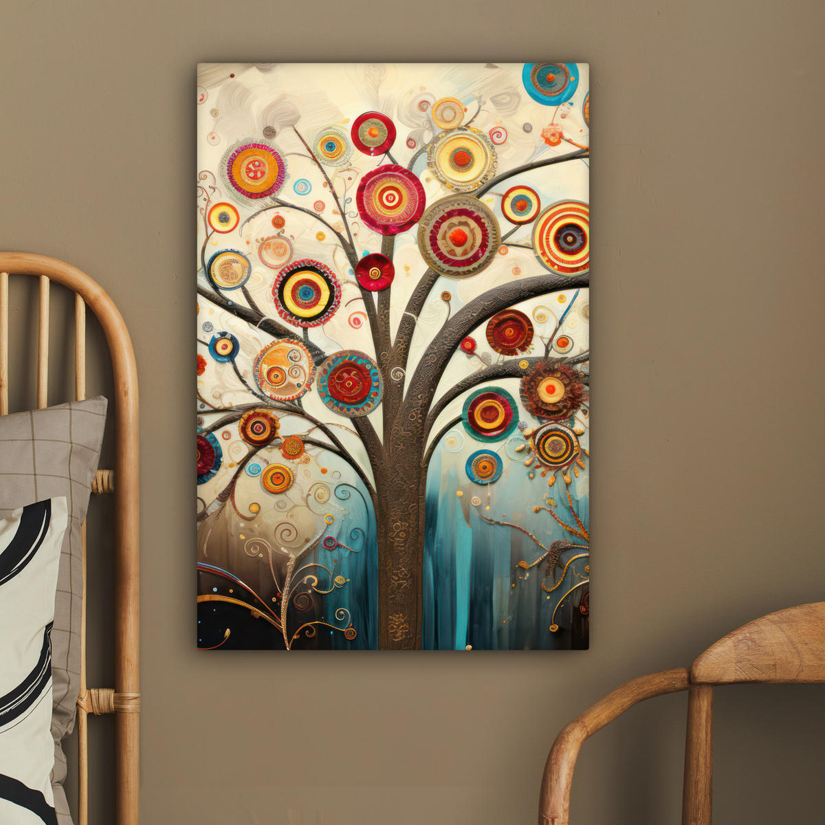 LEINWANDBILD Baum - Baum des Lebens - Farbe 60x90 cm - Braun, Textil (60/90cm) - MuchoWow