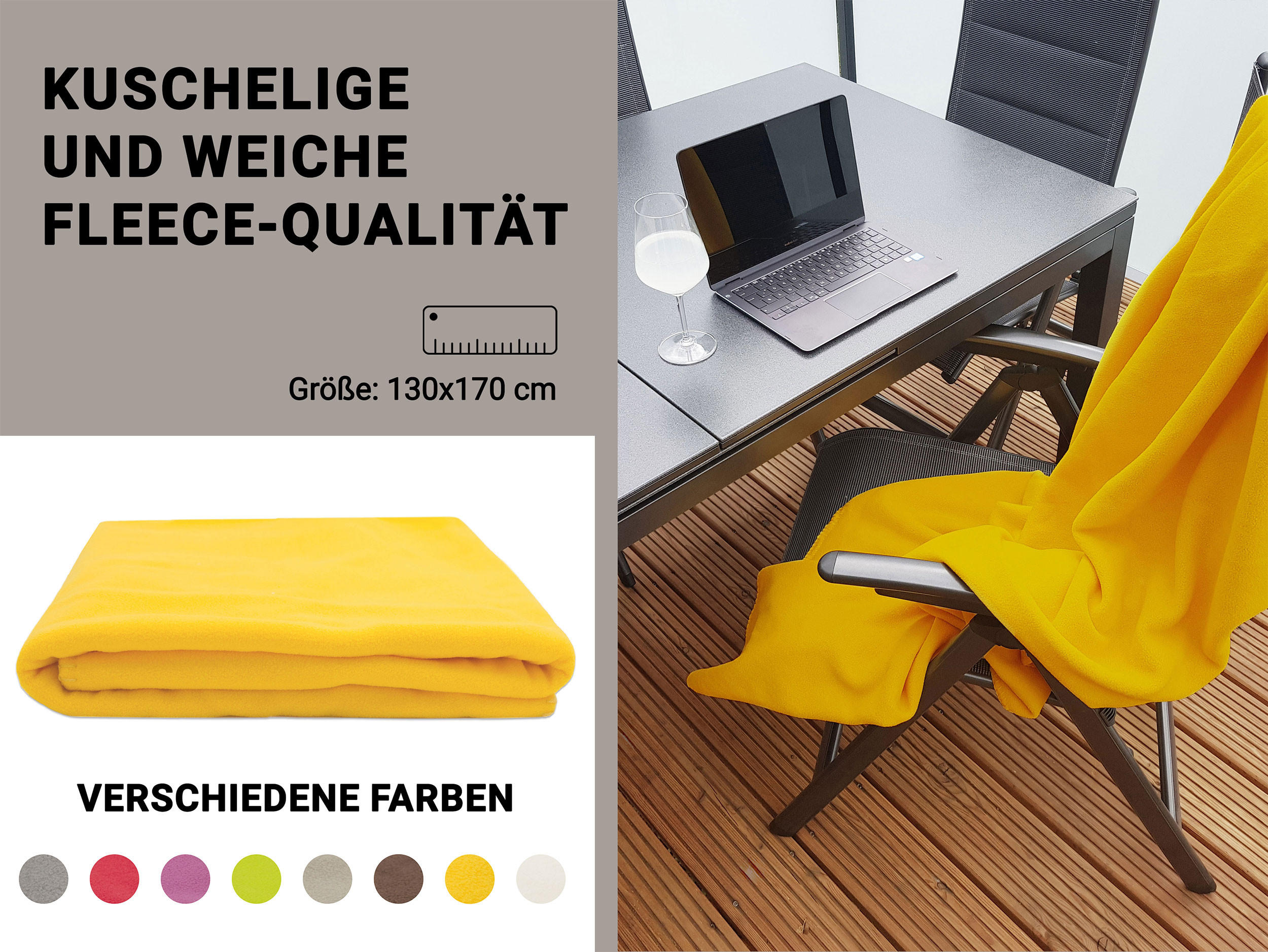 Thumbnail - Zollner Kuscheldecke,, Gelb, Textil, 130x170 cm, Oeko-Tex® Standard 100, Wohntextilien, Decken, Kuscheldecken