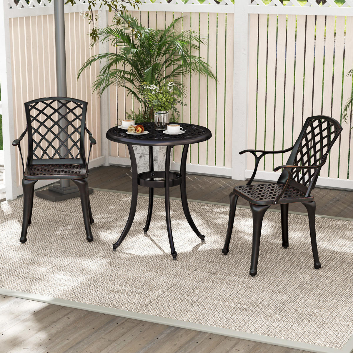 GARTENSTÜHLE Rotes Kupfer(2er-Set) - Rot, Metall (46/94/52cm) - COSTWAY