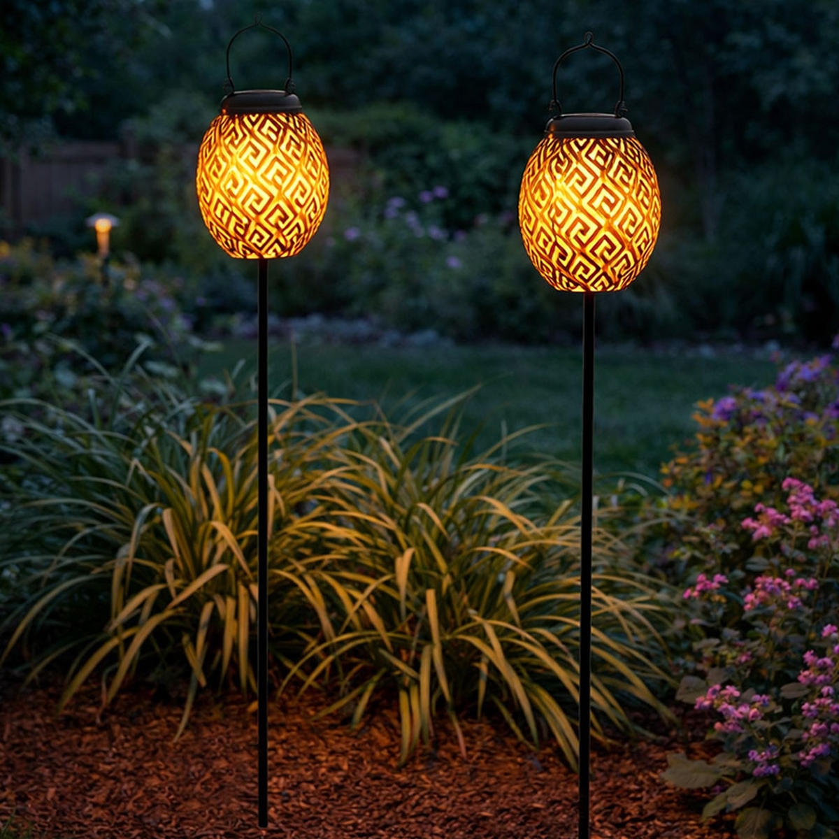 SOLARLEUCHTE LED, Metall, Schwarz/Gold, H 90 cm, 2er Set - Schwarz, Metall (12.5/12.5/90cm) - Globo Lighting