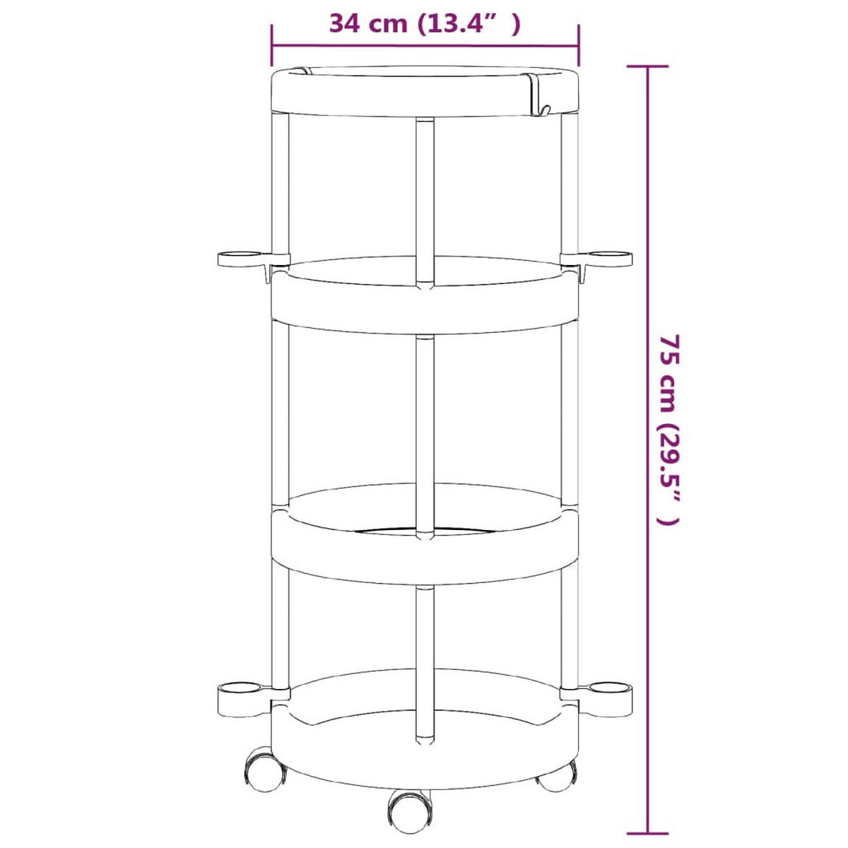 REINIGUNGSWAGEN Mit Aufbewahrungskorb Aluminium - Silberfarben, Metall (34/75/34cm) - vidaXL