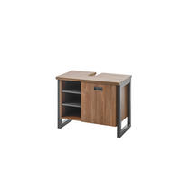 WASCHBECKENUNTERSCHRANK I12 Stirling Oak & Matera 81/62/40 cm breit mit offenen Fächern - Eichefarben, Holzwerkstoff (81/62/40cm) - Livojo