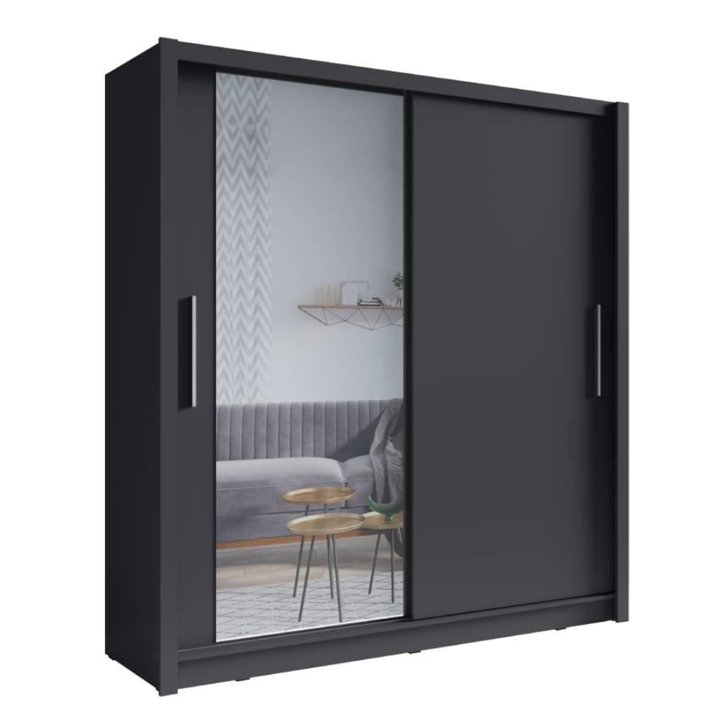 SCHIEBETÜRENSCHRANK BAKU 10 - 154,4/214,4/62 cm 2-Türig Grau Graphite - Grau, Holz/Holzwerkstoff (154.4/214.4/62cm)