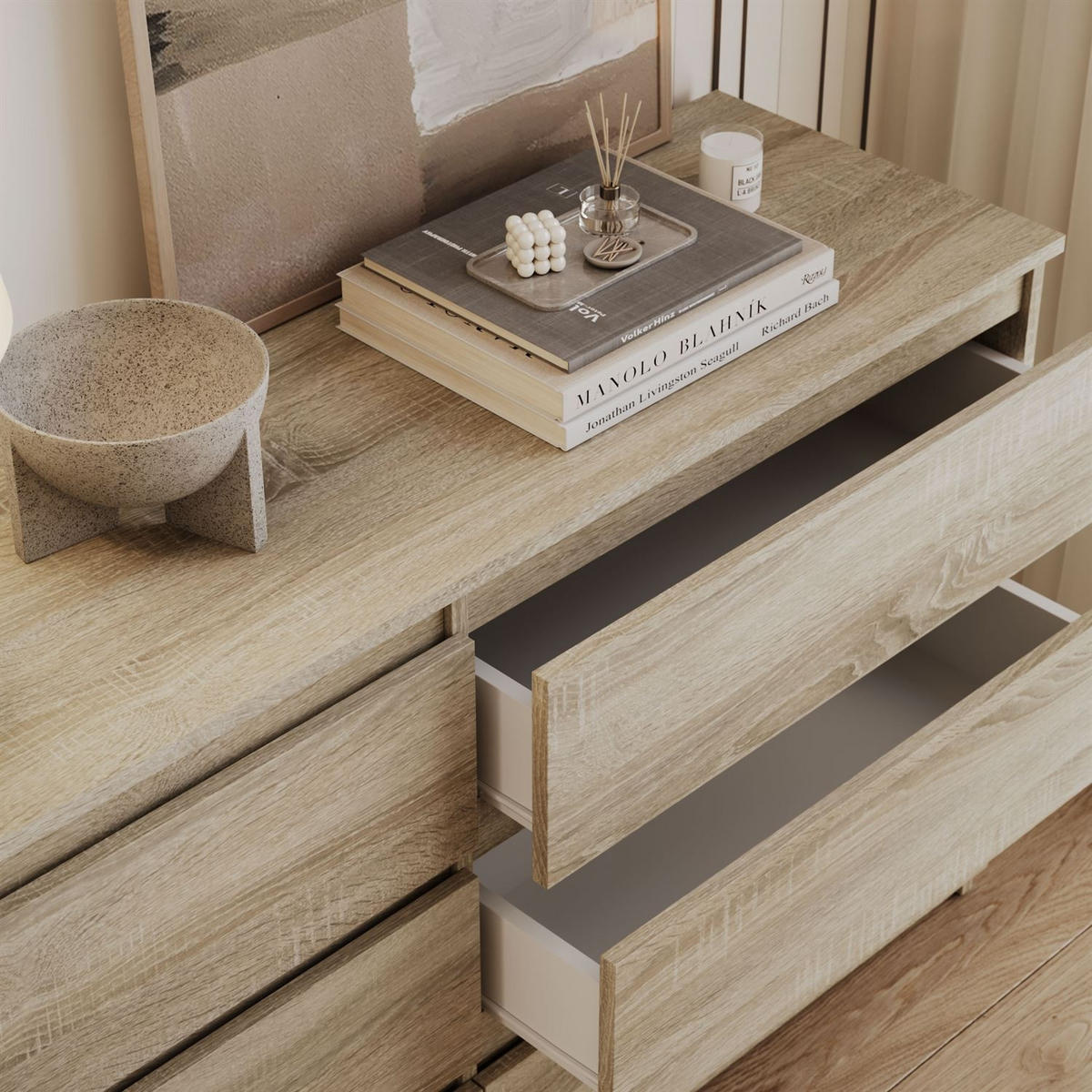 SIDEBOARD HANA M6 Sonoma Eiche 120cm - Sonoma Eiche, Holzwerkstoff (120/74.4/30cm) - Lookway