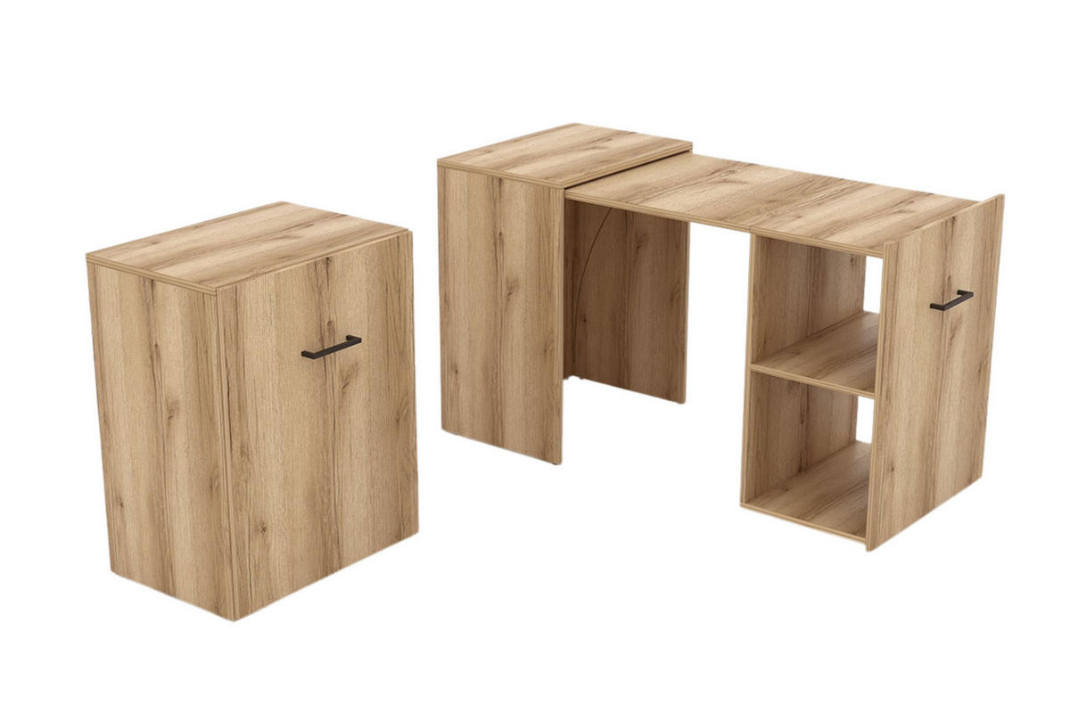 SCHREIBTISCH INTELLO 131,5x60x75 cm Bürotisch Computertisch, Eichefarben - Eichefarben, Holzwerkstoff (60/131.5/75cm) - MASSENO