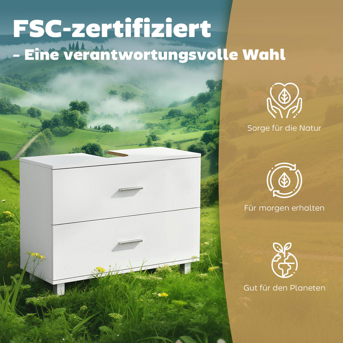 WASCHBECKENUNTERSCHRANK Spanplatte MDF Weiß - Silberfarben/Weiß, Holzwerkstoff/Metall (30/60/80cm) - HOMCOM