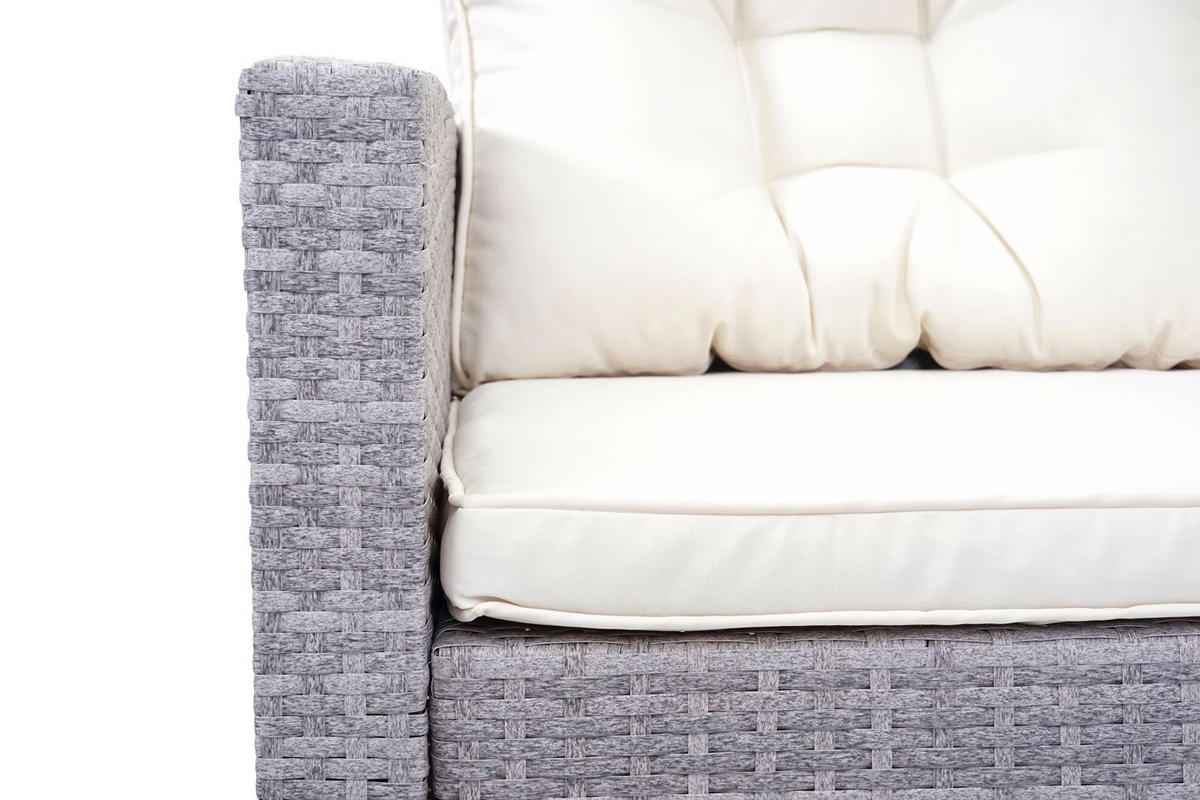 POLY-RATTAN-GARNITUR Hellgrau - Hellgrau, Kunststoff - MCW