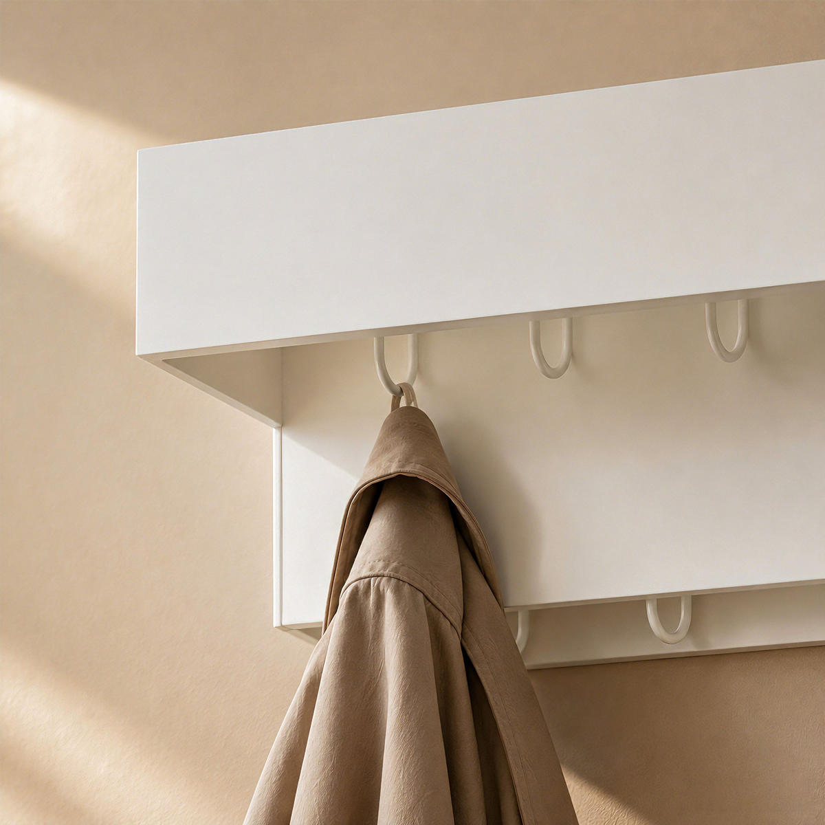 WANDGARDEROBE mit Ablage 60 cm Metall 96742 Weiß Garderobenleiste Hängegarderobe - Weiß, Metall (60/18/24cm) - DanDiBo